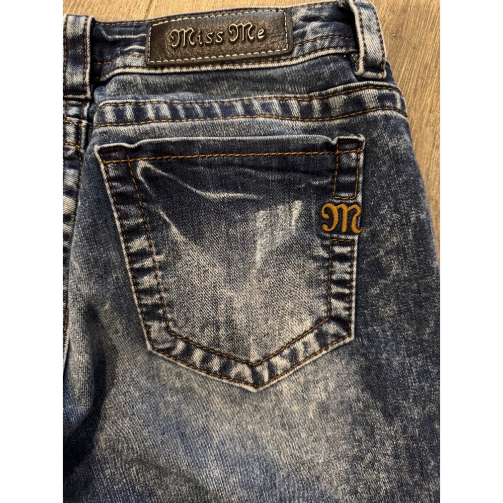 Miss Me Womens Mid-Rise Skinny Jeans Acid Wash Blue Denim Size 30